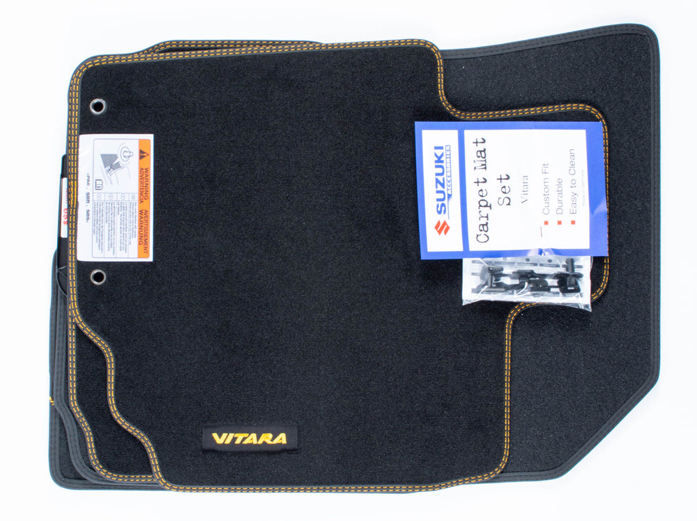 Suzuki Vitara Carpet Mat Set - Yellow Logo
