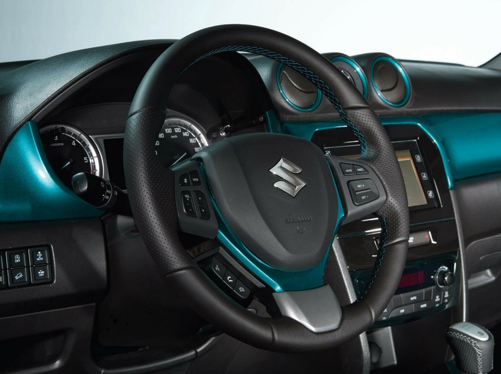 Suzuki Leather Steering Wheel Turquoise Stitching