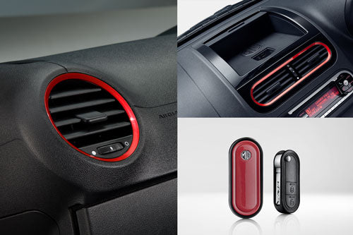MG 3 Vent Interior Pack - Piano Black & Red - Red Key
