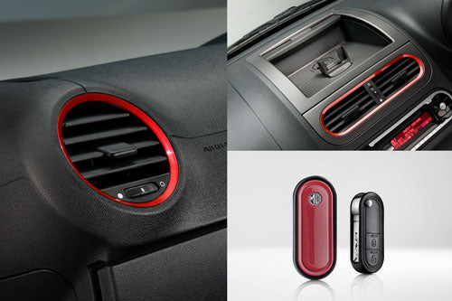 MG 3 Vent Interior Pack - Metallic Grey & Red - Red Key